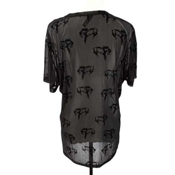 Two 2 Fly Buck Fifty Mesh Tee Black Sheer Embossed Horses - Picture 3 of 10